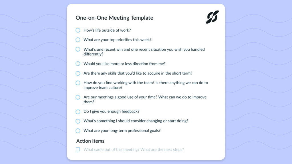 Download Agenda For One On One Meetings Background