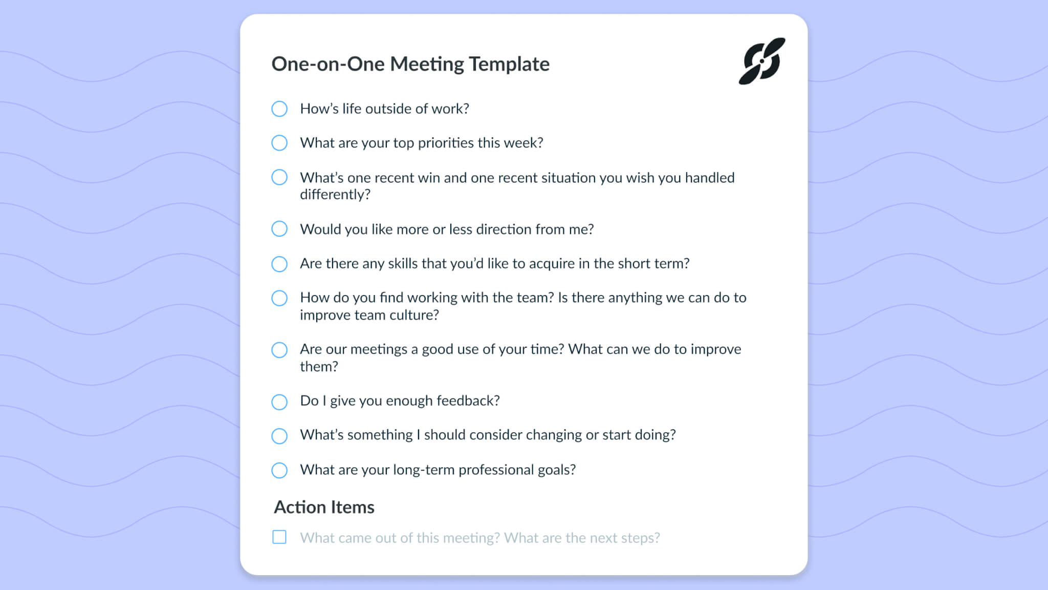One On One Meeting Template Top 10 Questions Great Managers Ask Employees