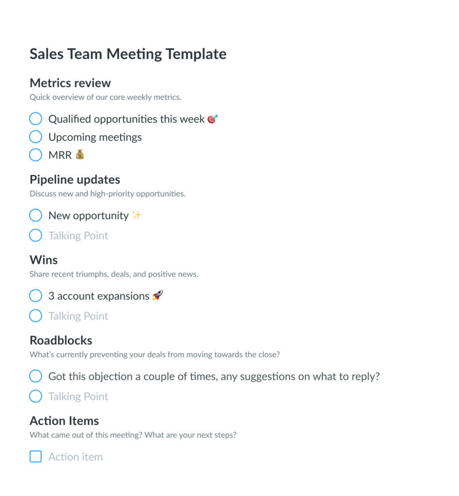 21 Professional Agenda Templates for Successful Meetings  Fellow.app Regarding Sales Meeting Agenda Template