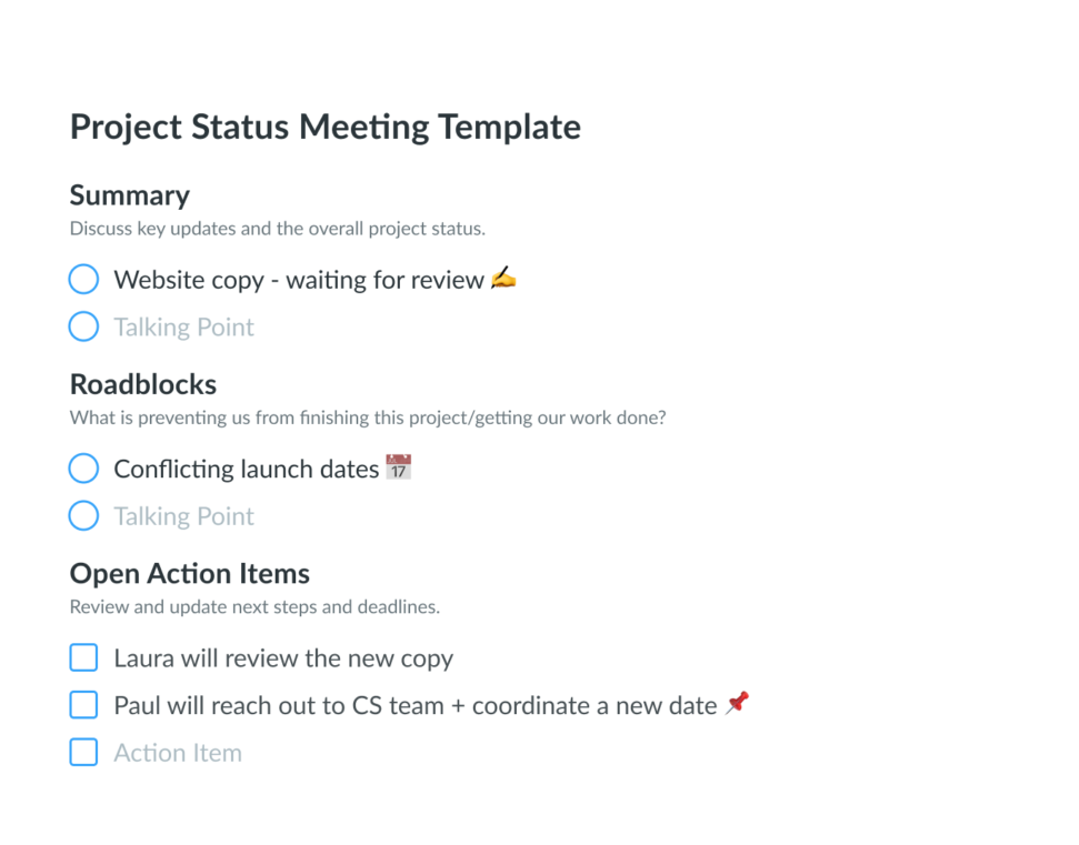 30 Meeting Agenda Examples [and Free Templates] | Fellow.app