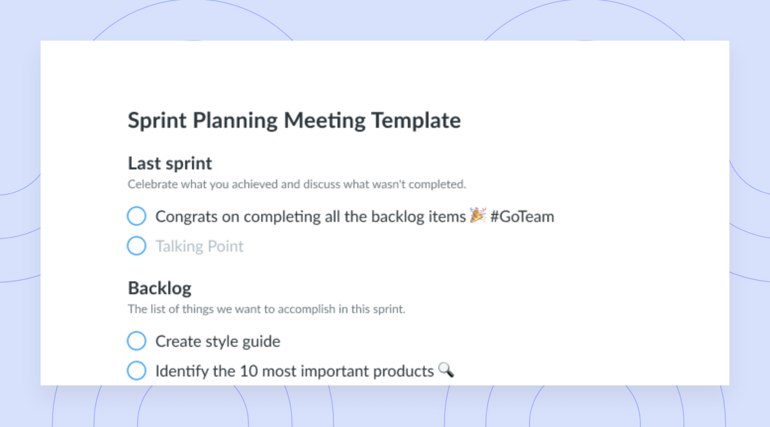 Sprint Planning Meeting Agenda Template