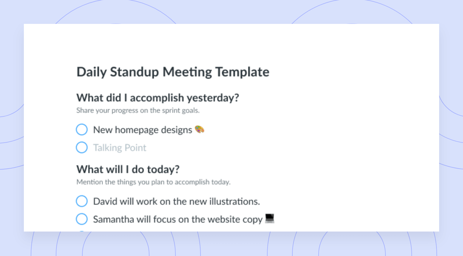 Effective Daily Standup Meeting Template