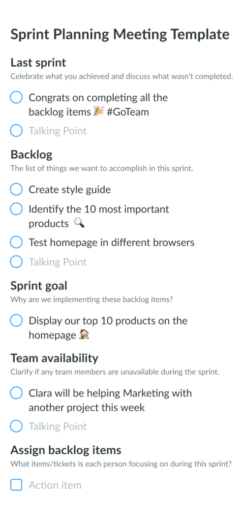 Sprint Planning Meeting Template Mobile