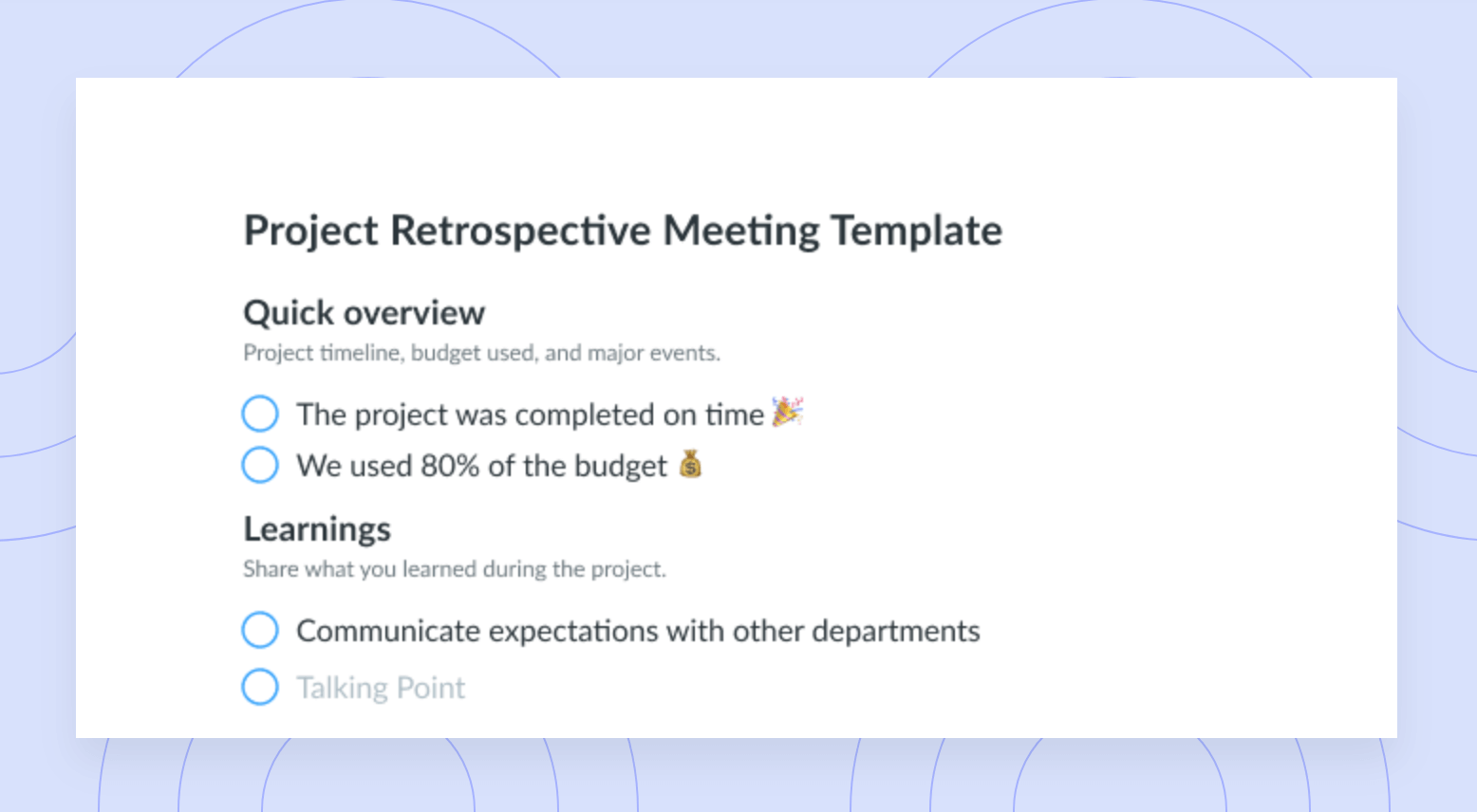 Project Retrospective Meeting Agenda Template