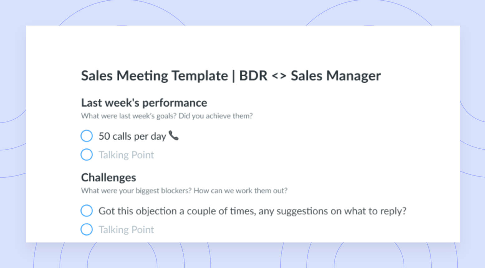Sales One-on-One Meeting Template