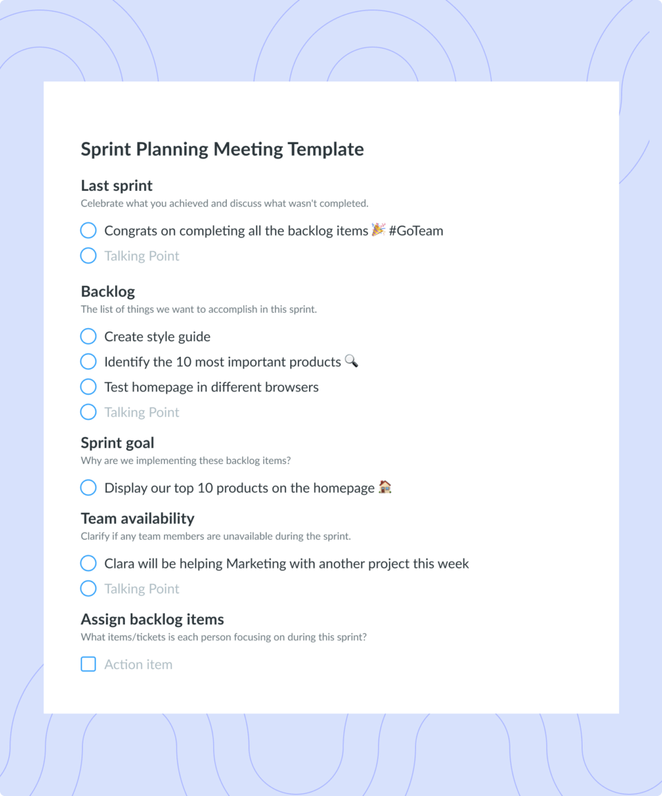 Stand Up Meeting Minutes Template