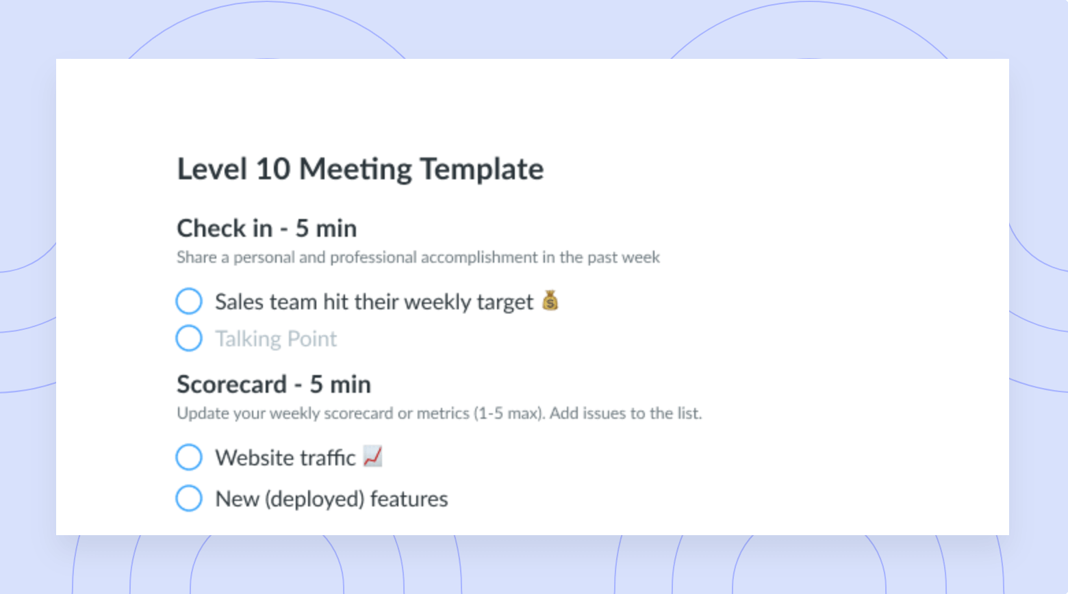 Level 10 Meeting Agenda Template Leadership Teams Fellow app