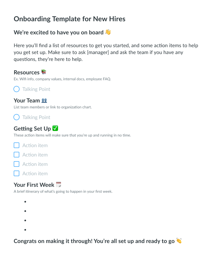 Onboarding Checklist for New Employees | Fellow.app