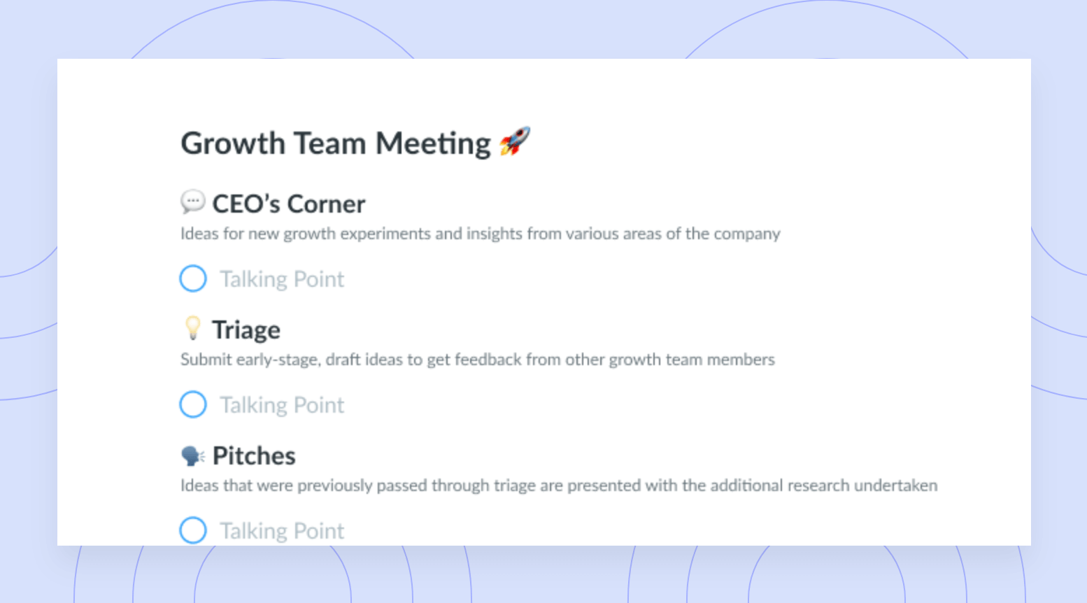 Growth Team Meeting Template