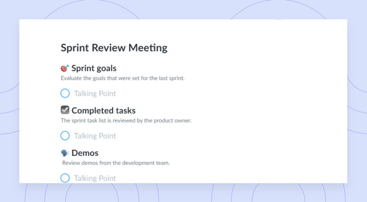 Sprint Review Meeting Agenda Template