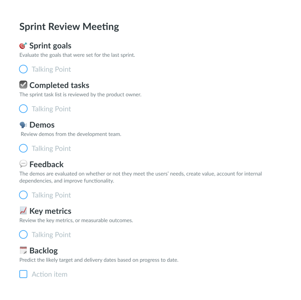 Sprint Review Meeting Template
