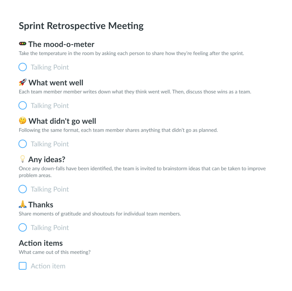 Sprint Retrospective Meeting Template