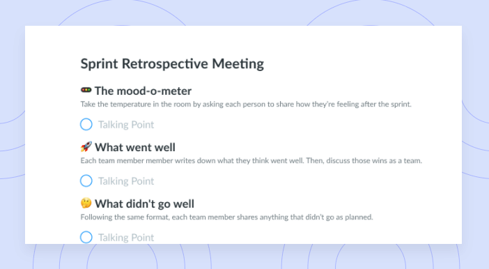 Sprint Retrospective Meeting Agenda Template