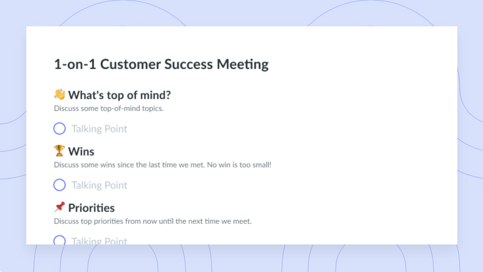 1-on-1 Customer Success Meeting Template