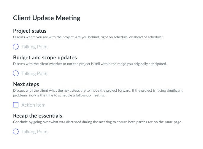 Client Update Meeting Template | Fellow.app