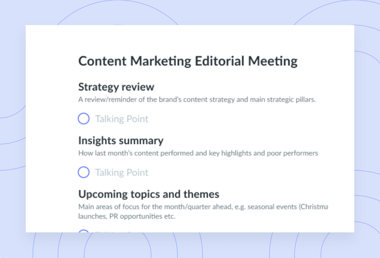 Content Marketing Editorial Meeting Template