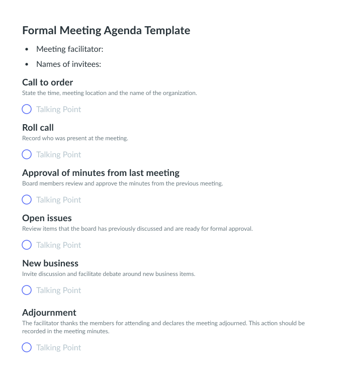 Formal Meeting Template (Best Practices)