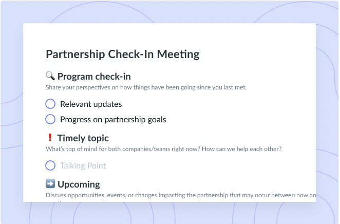 Partnership Check-In Meeting Template