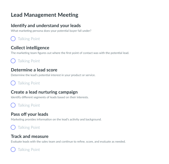 Lead Management Meeting Template | Fellow.app