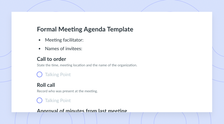 Formal Meeting Agenda Template (Best Practices)