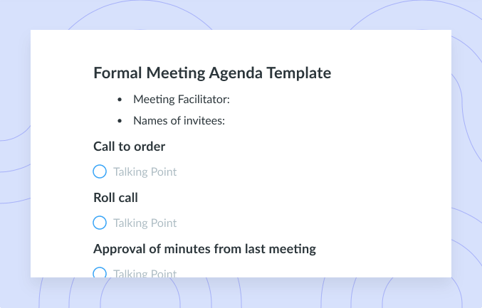 Formal Meeting Agenda Template Fellow App Meeting Templates