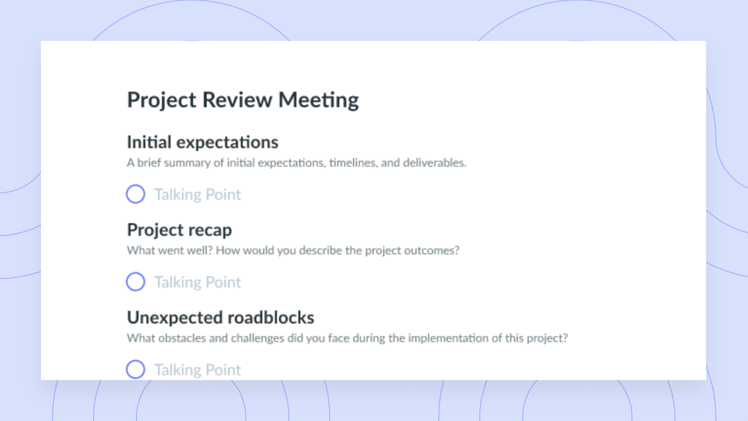 Project Review Meeting Agenda Template
