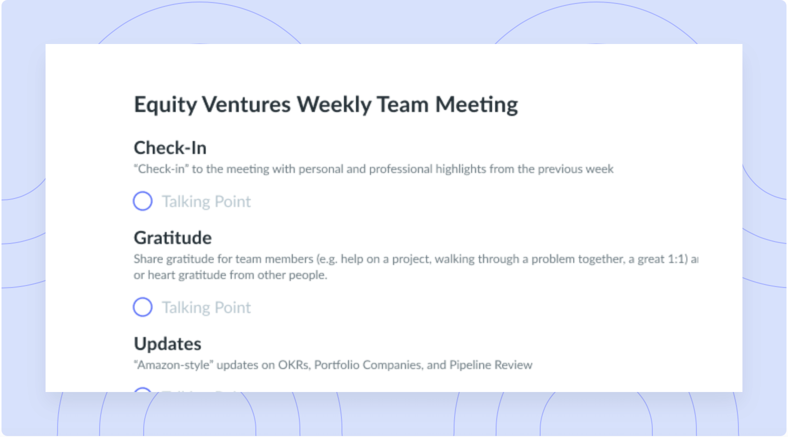 Weekly Team Meeting Template