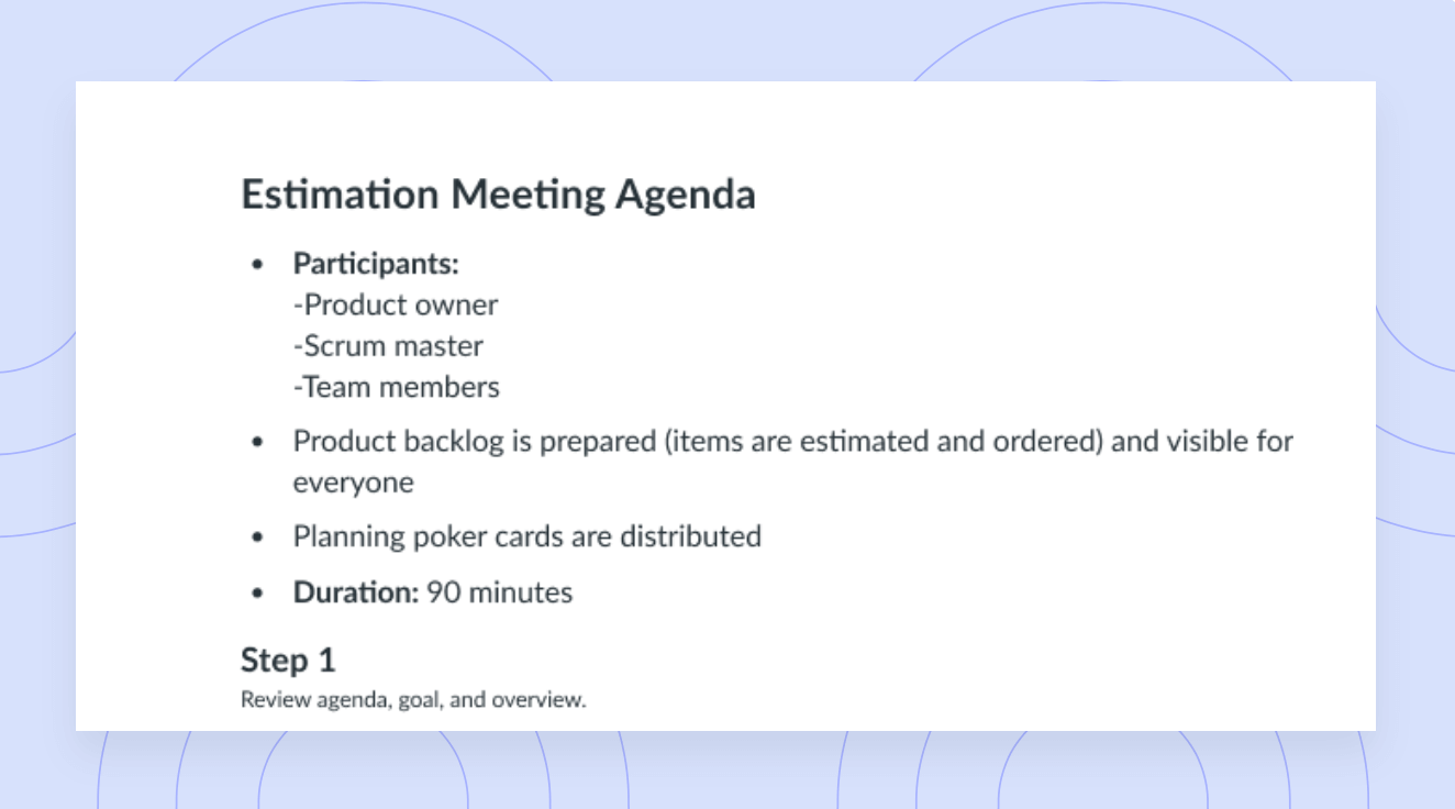 Estimation Meeting Agenda Template