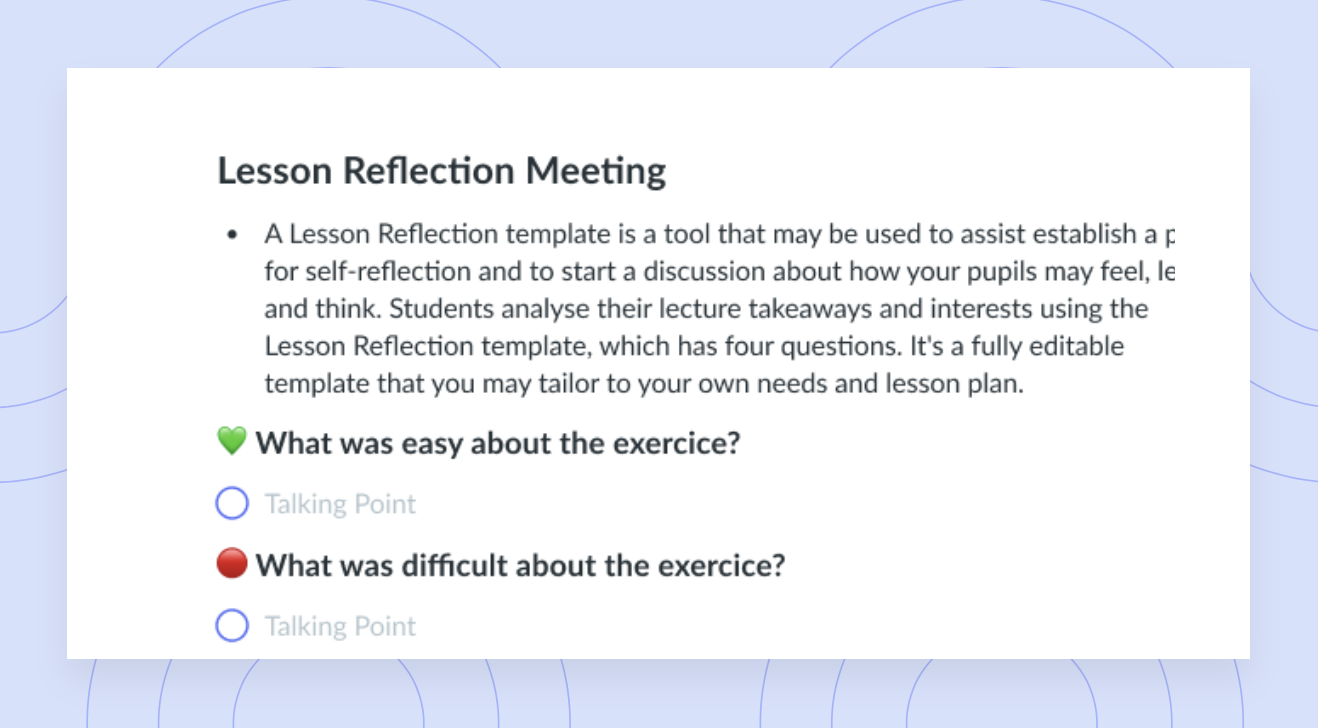 Lesson Reflection Meeting Template