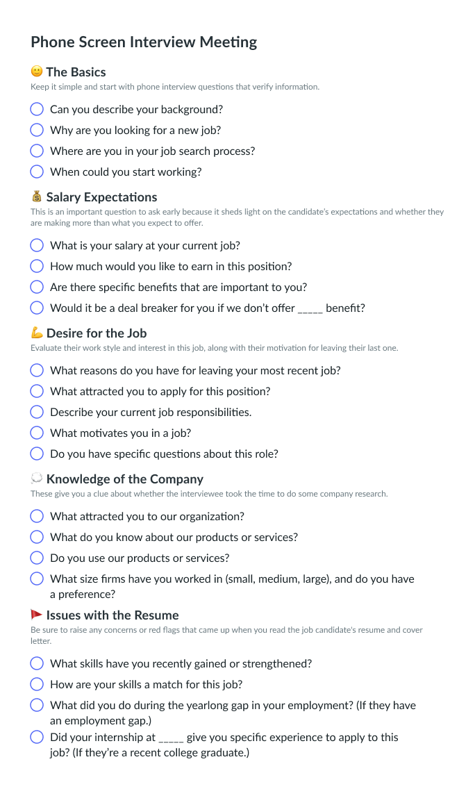 Phone Screen Interview Meeting Template Fellow.app