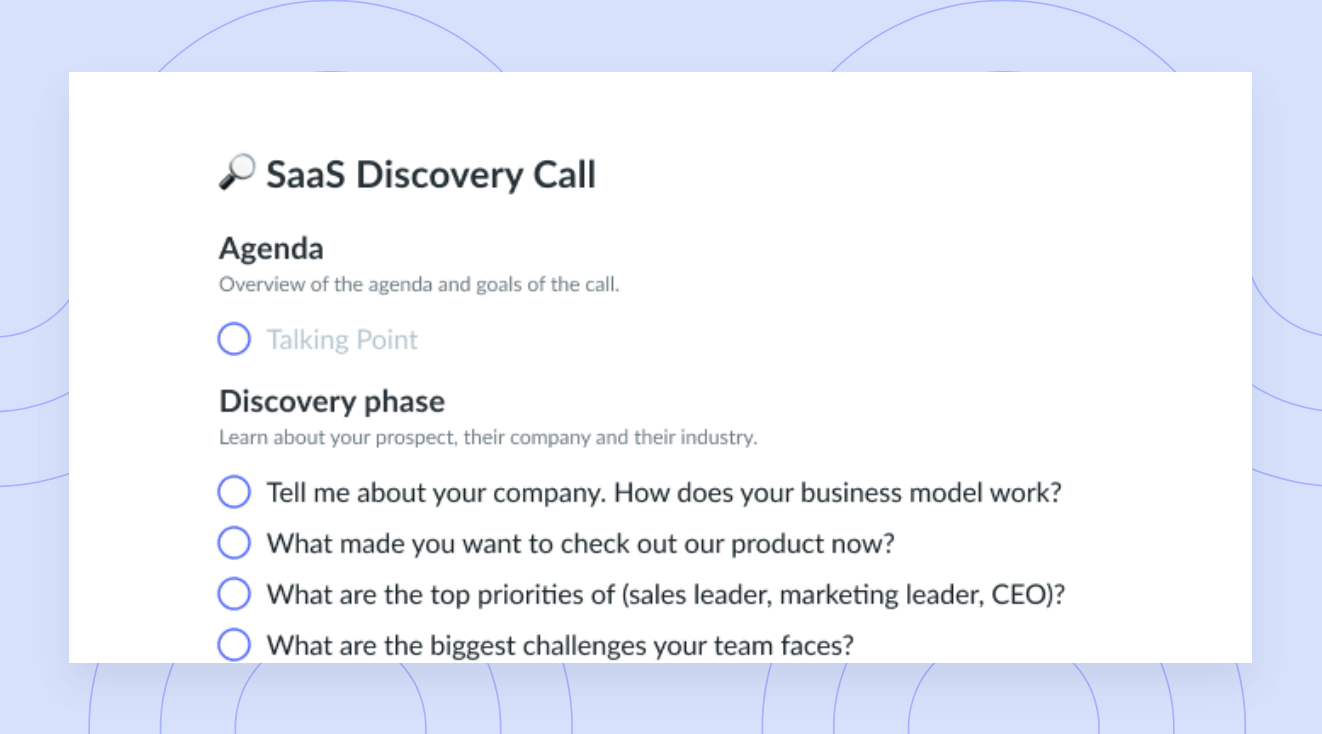 SaaS Discovery Call Template