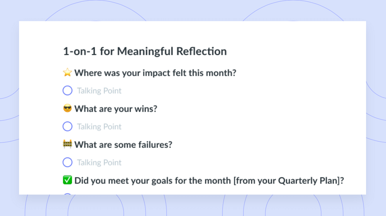 1-on-1 for Meaningful Reflection Template