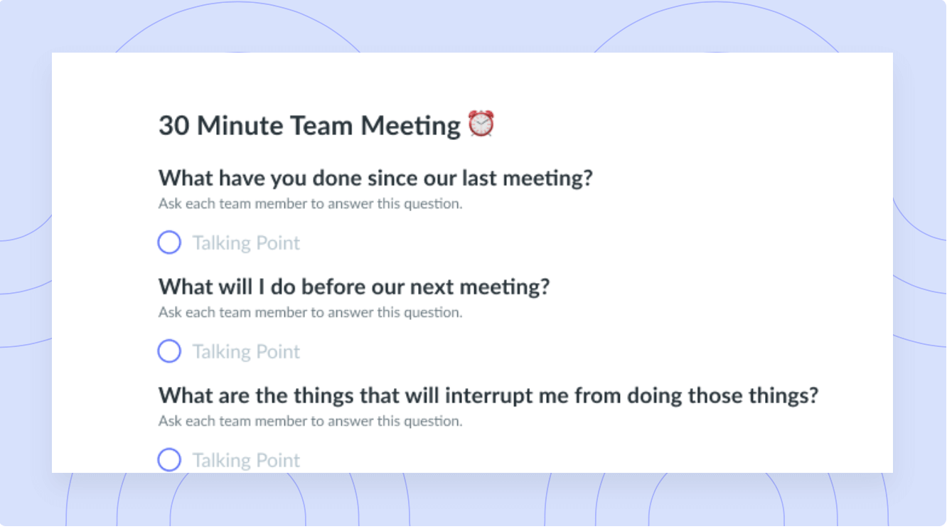 30 Minute Team Meeting Template