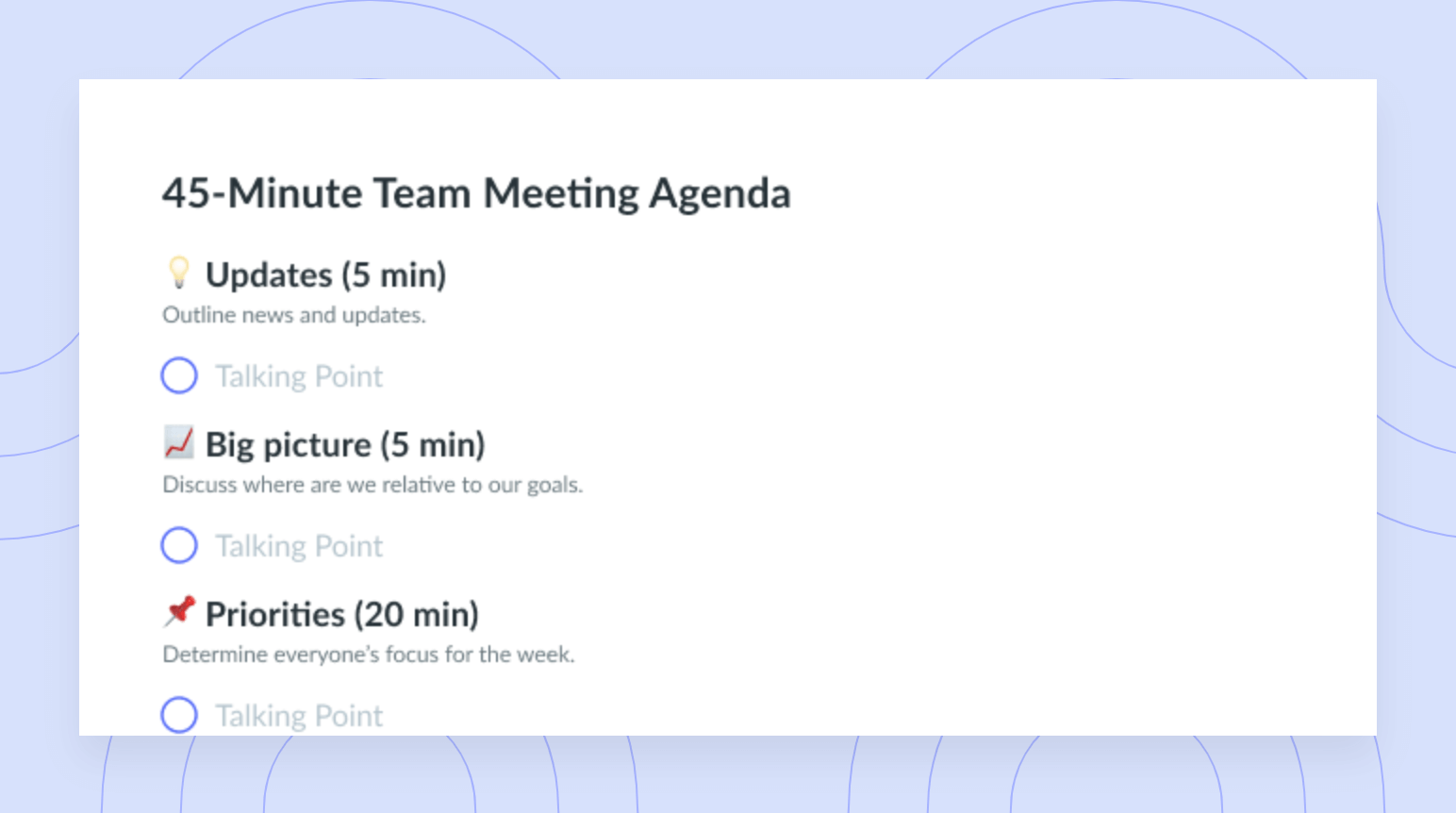 45-Minute Team Meeting Agenda Template