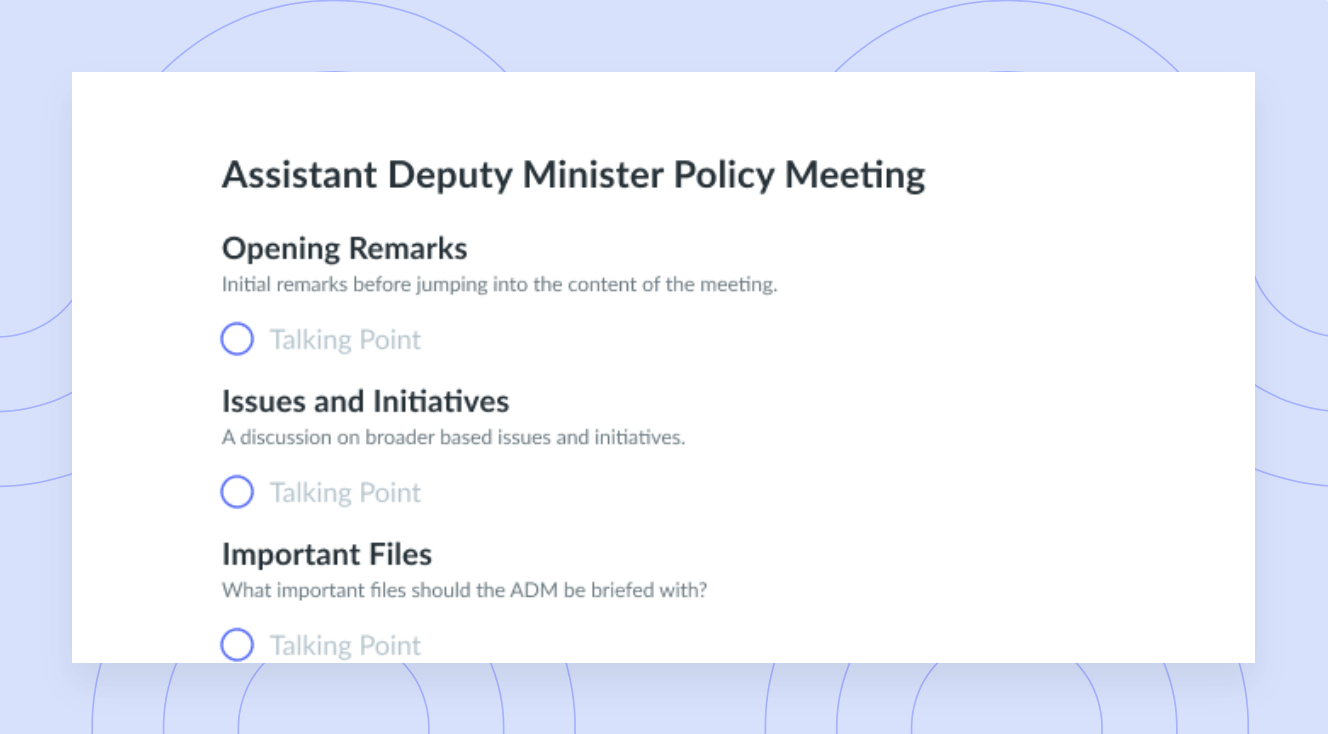 Assistant Deputy Minister Policy Meeting Template