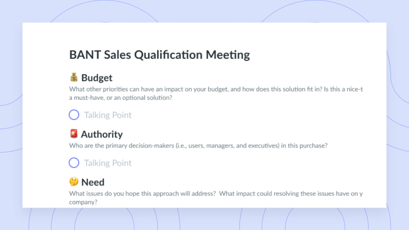 BANT Sales Qualification Meeting Template