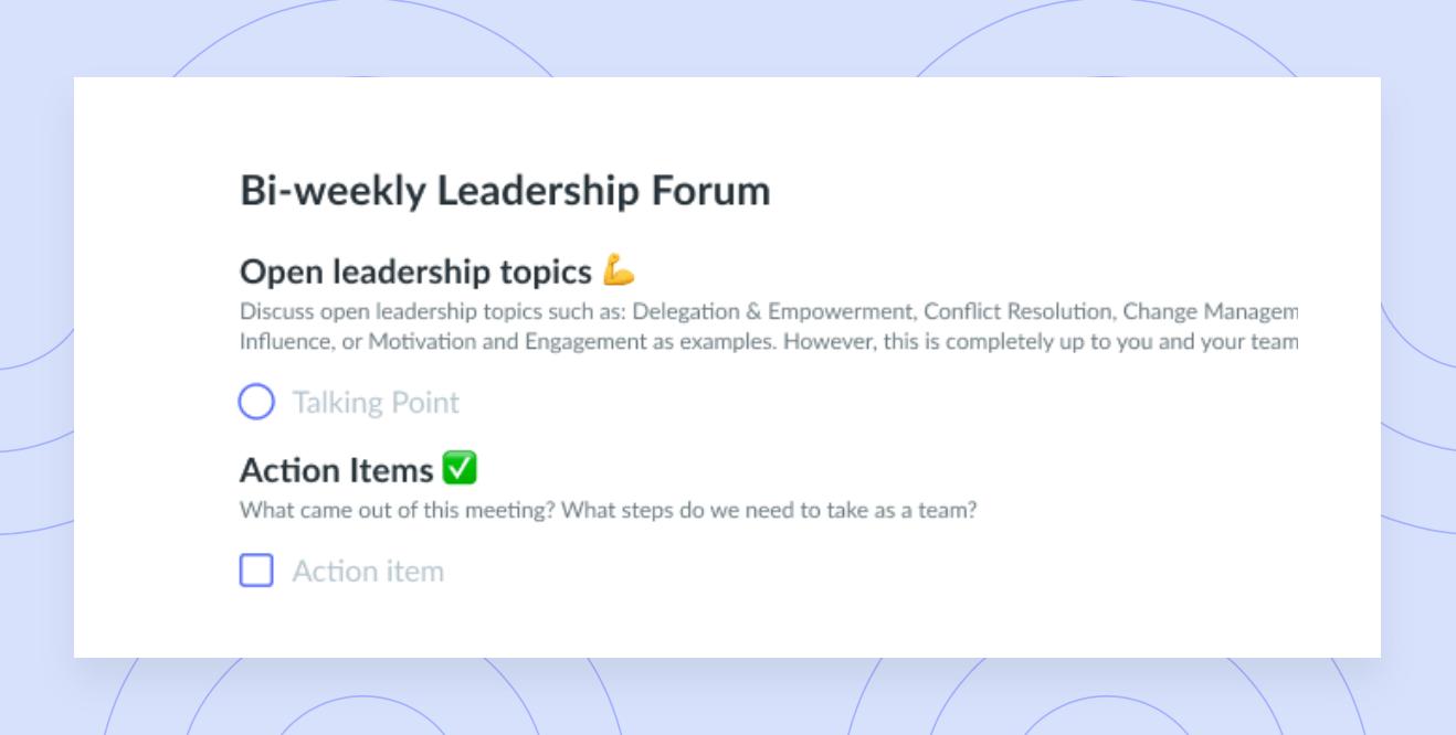 Bi-weekly Leadership Forum Template