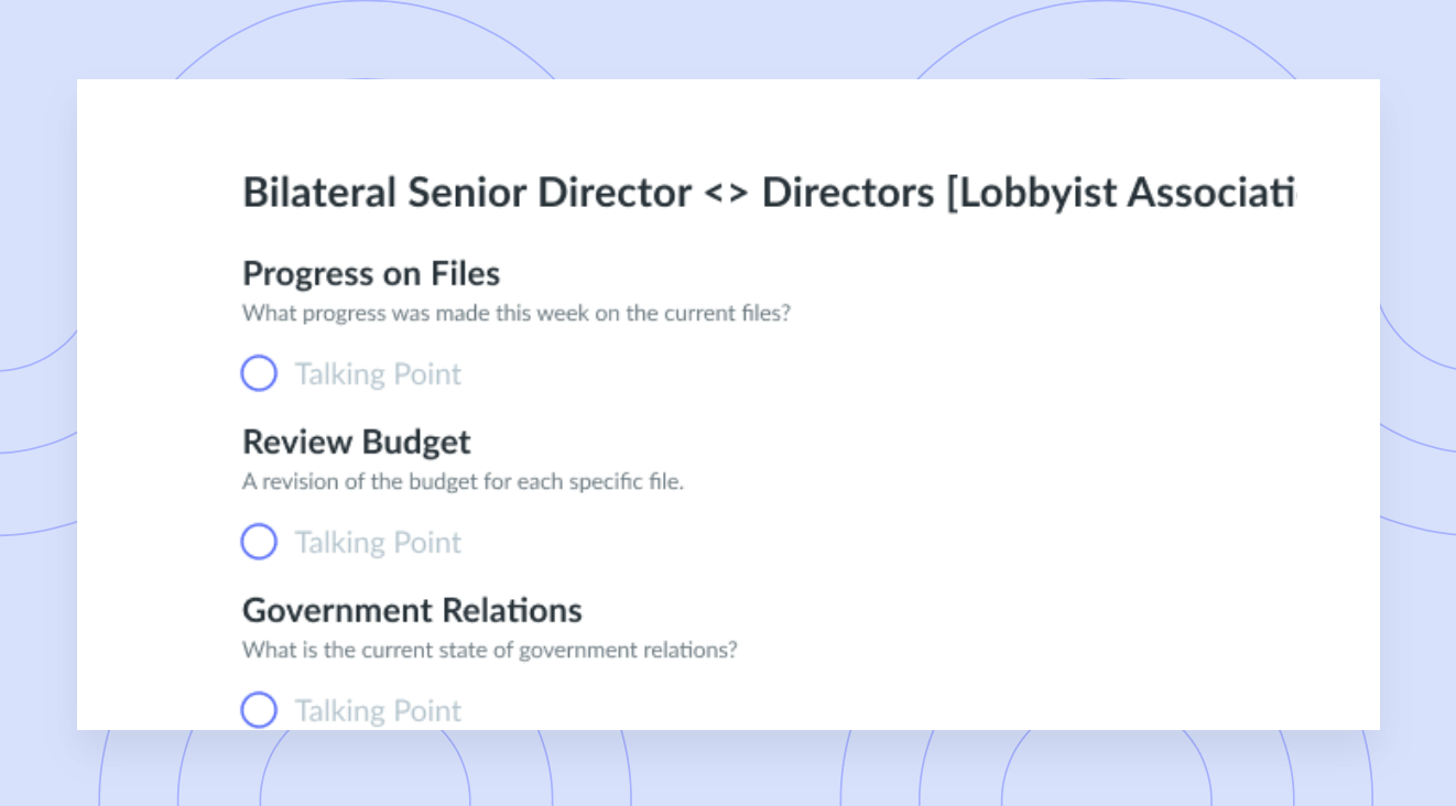 Bilateral Senior Director <></noscript> Directors [Lobbyist Association] Template