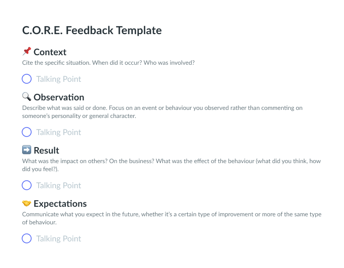 Core Model Feedback Meeting Template Fellow App