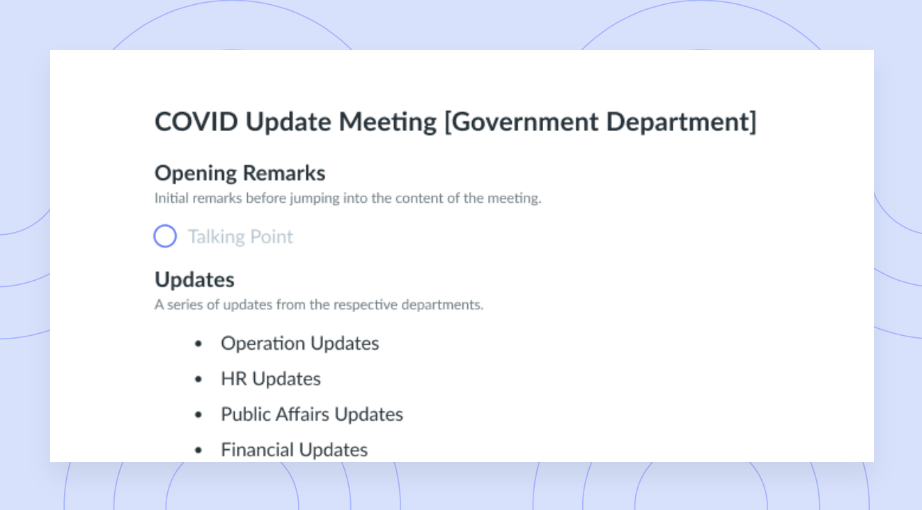 COVID Update Meeting [Government Department] Template