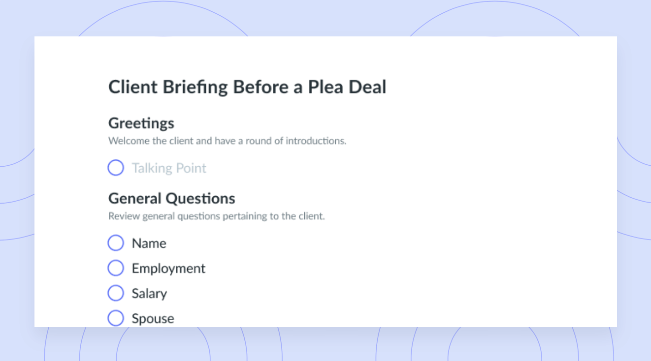 Client Briefing Before a Plea Deal Template