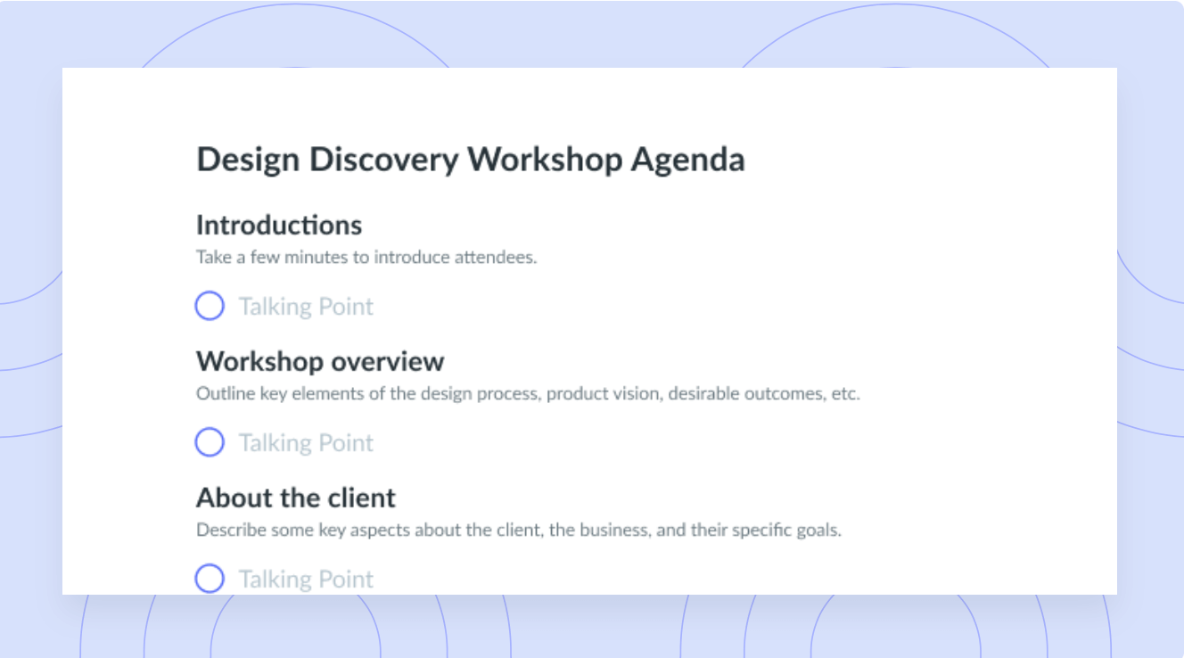 Design Discovery Workshop Agenda Template