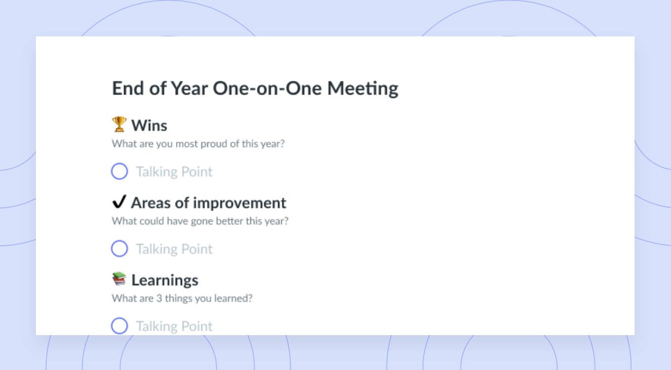 End of Year One-on-One Meeting Template