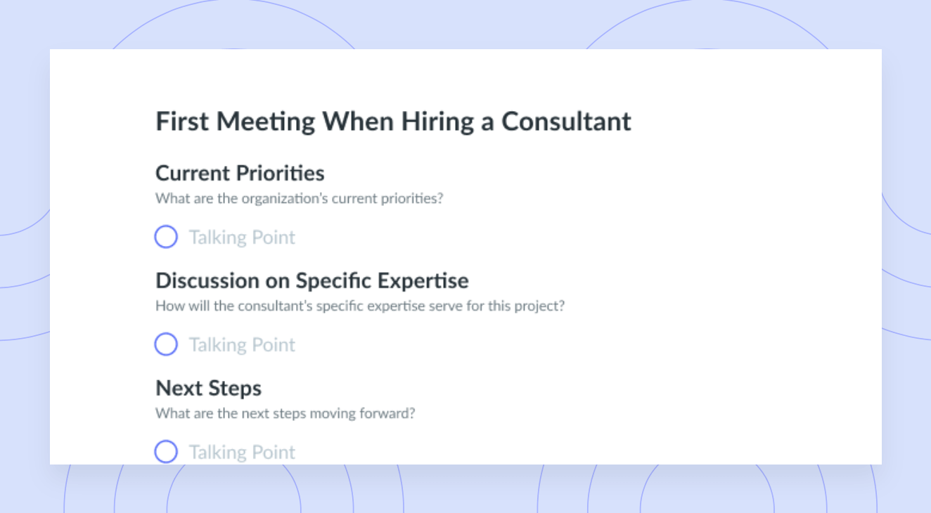 First Meeting When Hiring a Consultant Template