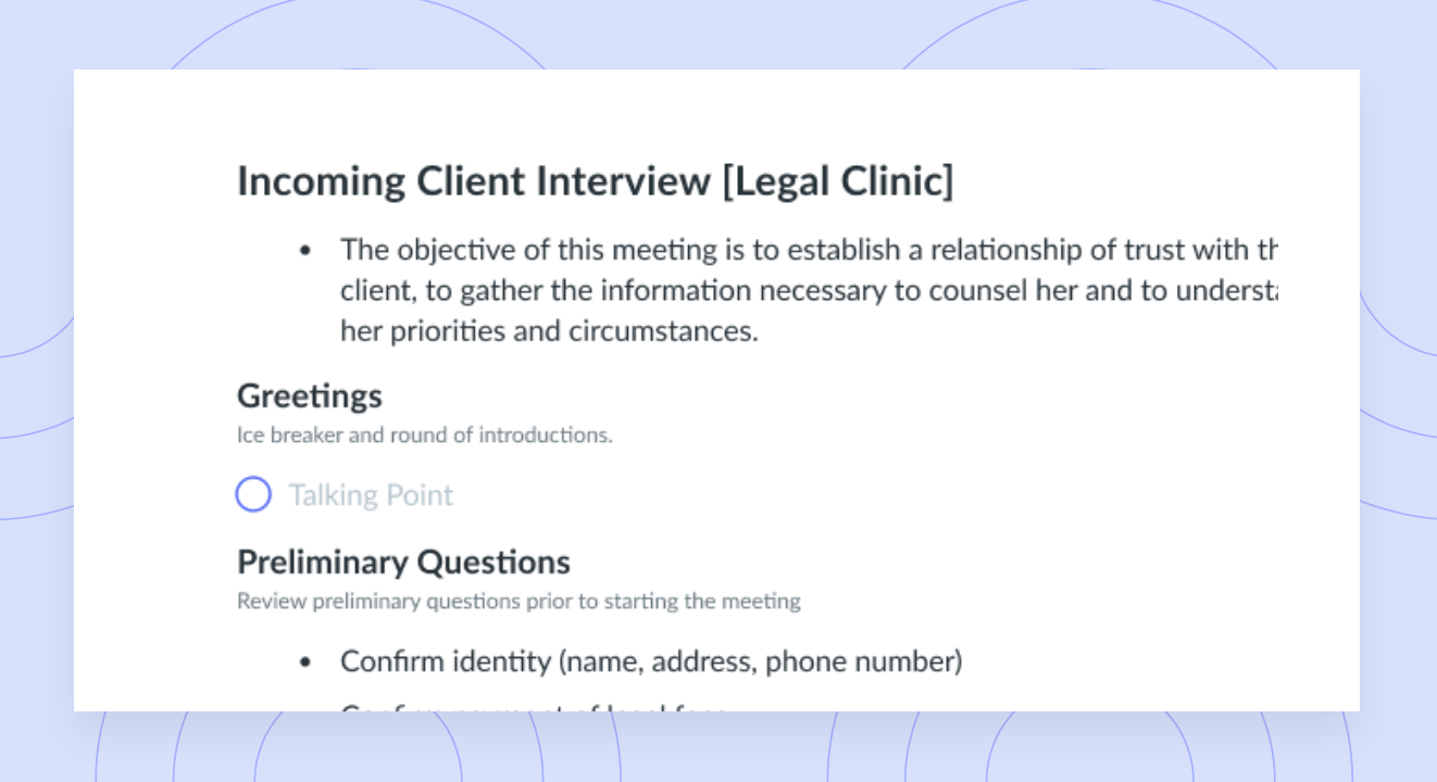 Incoming Client Interview [Legal Clinic] Template