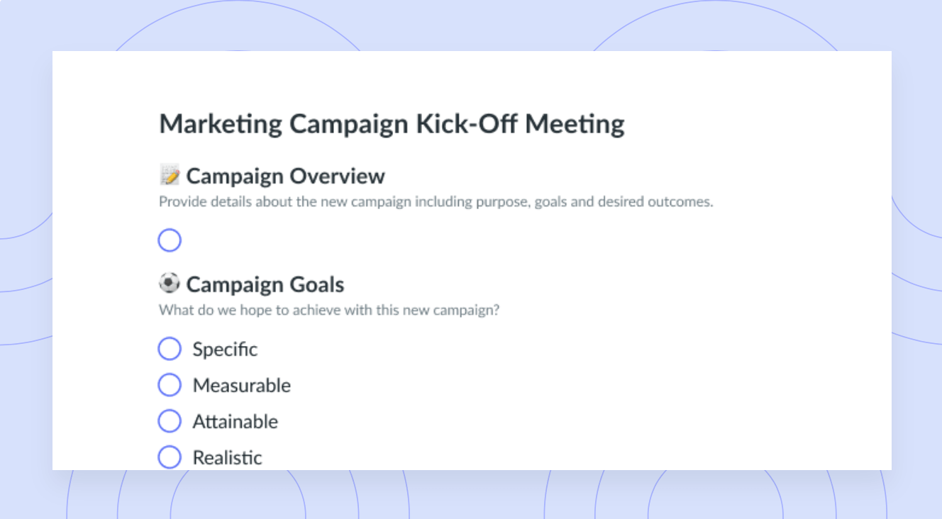 Marketing Campaign Kick-Off Meeting Template