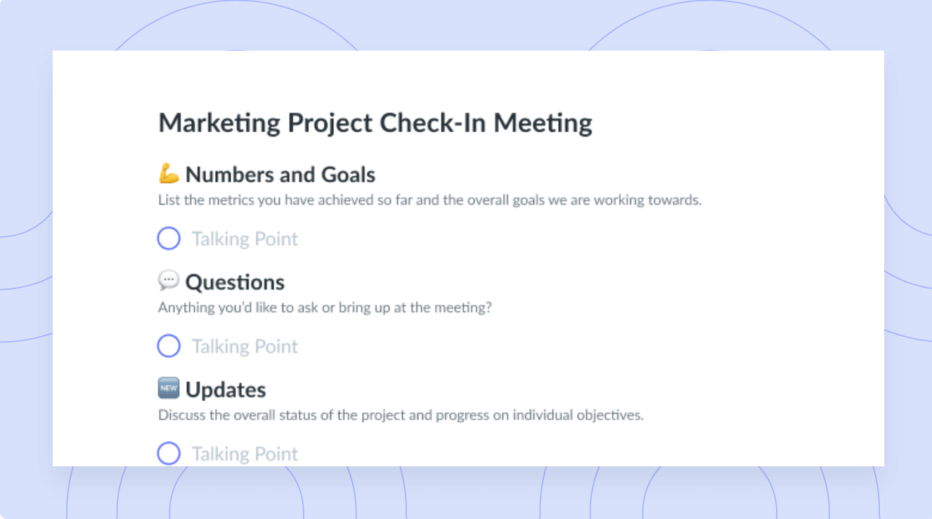Marketing Project Check-In Meeting Template