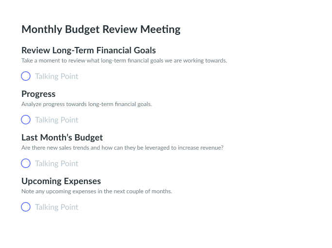 Monthly Budget Review Meeting Template