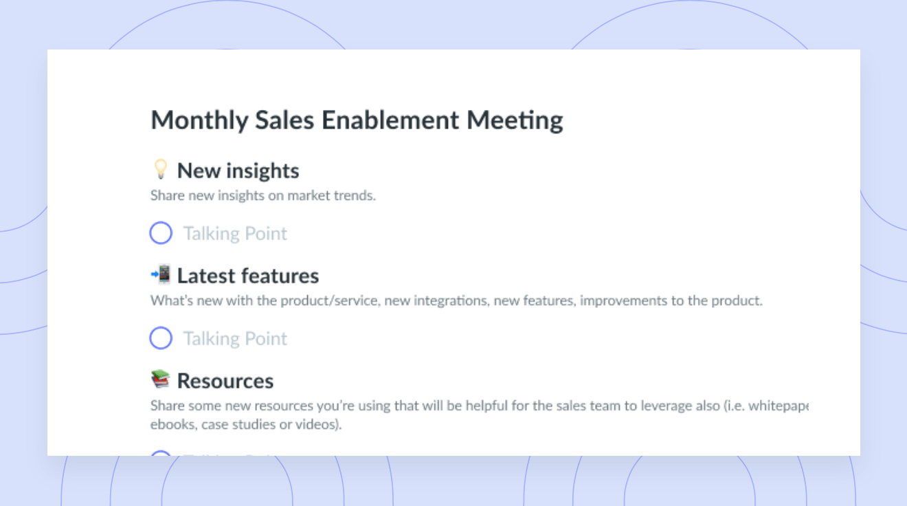 Monthly Sales Enablement Meeting Template