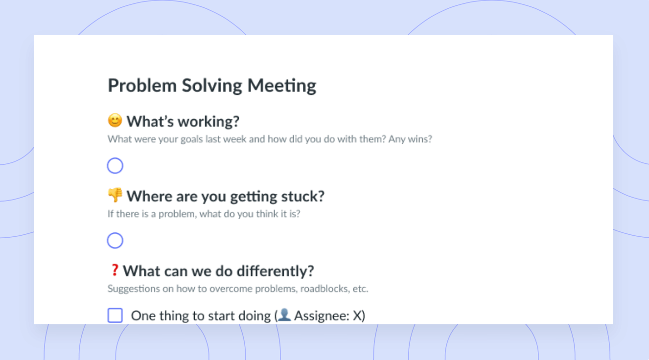 Problem Solving Meeting Template